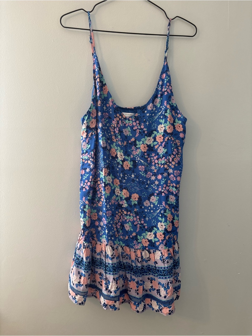 Hello Molly Blue Floral Spaghetti-Strap Camisole mini Dress